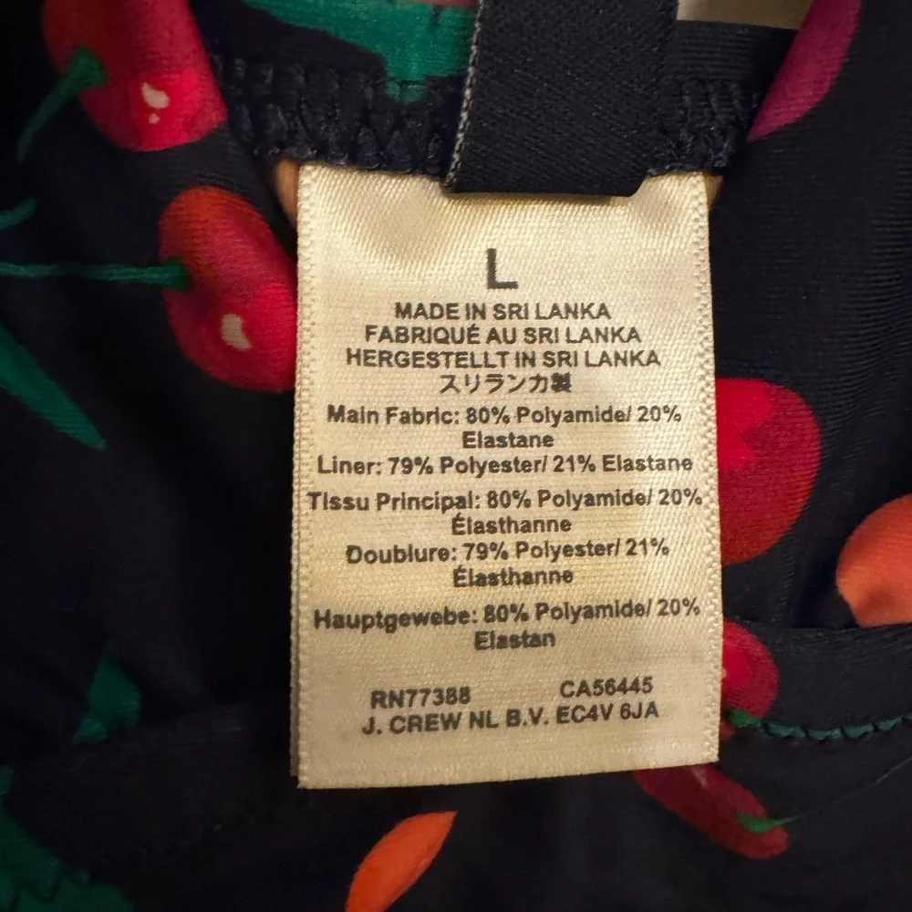 NWT J. Crew Navy Swimsuit with Cherry Print, Lg - Picture 8 of 11